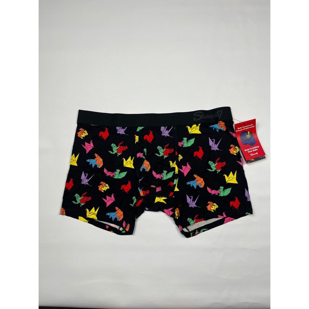 Shinesty Ball Hammock Boxer Briefs Mens XL Black Origami Crane Underwear